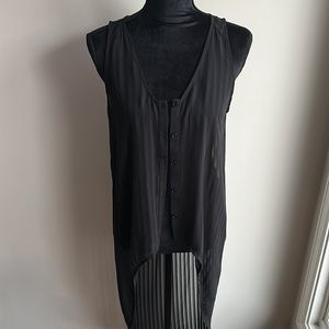 ASTR The Label Women's Sheer High Low Black Tunic, Size Small